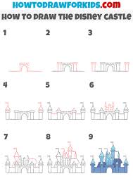 how to draw the disney castle easy