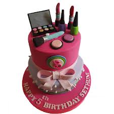 makeup themed 2 tier cake lankae