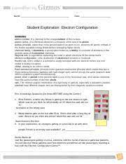 Student exploration electron conguration gizmo. Electrons Config Docx Name Date Student Exploration Electron Configuration Vocabulary Atomic Number It Is Identical To The Chargenumber Of The Nucleus Course Hero