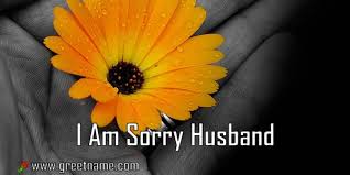 i am sorry husband flower in hand