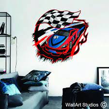 Sding Racing Car Boys Wall Art