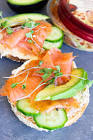 bagels with avocado spread   smoked salmon