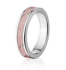 Pink Camo Ring For Her In 5mm Titanium