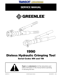 Greenlee Textron 1990 Crimping Tool Manualzz Com