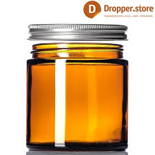 Amber Glass Jar 240ml With Silver