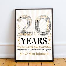 This solid metal rock will be a great representation of how much you value your relationship. Personalised Word Art 20th Wedding Anniversary Gift For Husband
