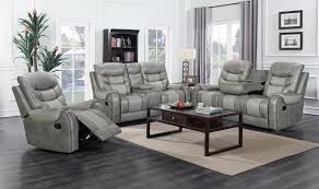Two Tone Grey Reclining Sofa Set With