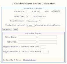 Cross Stitch Size And Stitch Count Calculator From