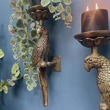 Raw Nickel Metal Parrot Candle Holder