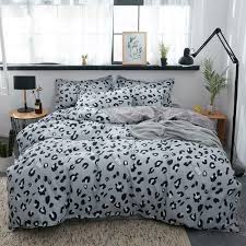 Grey Leopard Printed Bed Cover Set