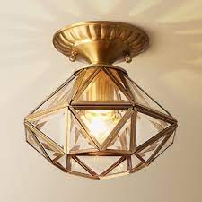 Brass Polyhedron Flush Mount Light 1