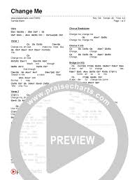 Change Me Chord Chart Editable Tamela Mann Praisecharts