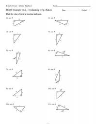 Right Triangle Trig Evaluating Ratios