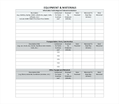 Photography Equipment Inventory Template