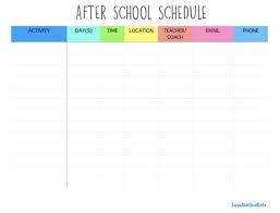 Printable Schedule For After School Activities Love Our
