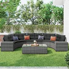 Wicker Outdoor Curved Sectional Set