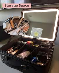 makeup case with lighted mirror