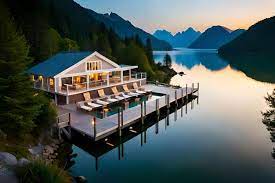 une maison au bord d un lac avec vue
