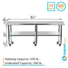 stainless steel work table with casters