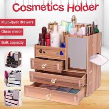 wooden bathroom organizer cosmetic