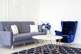 Navy Blue Corduroy Armchair Sofa