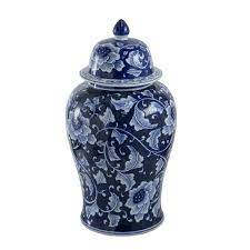 A B Home Traditional Aline Ginger Jar With Blue And White Finish Av69766 Ds