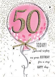 female 50th pink balloon birthday