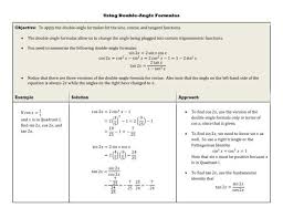 Using Double Angle Formulas Objective