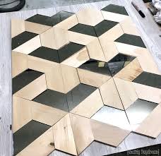 wood and mirror geometric 3d wall art