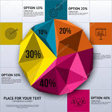 Pie Chart In Polygon Style Business Statistics With Icons