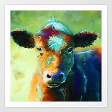 Rainbow Calf Abstract Cow Painting Art