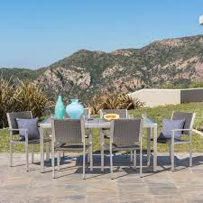 Noble House 7 Pc Outdoor Dining Set In Gray