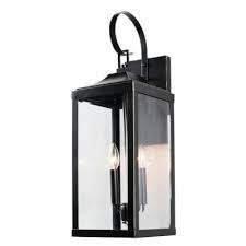 When interior lights are on in this home, the nighttime scene becomes bright and welcoming. 2 Light Imperial Black Outdoor Wall Lantern Sconce El180708 Mw The Home Depot Wall Lantern Exterior Light Fixtures Outdoor Wall Lantern