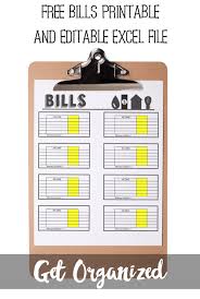 printable bill tracker sheet and excel