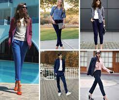 with navy blue pants for women