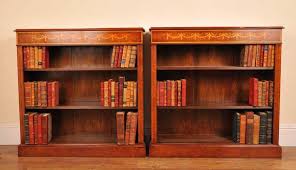 pair sheraton bookcases walnut low