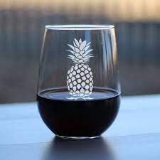 Pineapple Stemless Wine Glass Large 17
