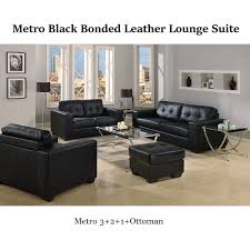 Metro Black Bonded Leather Lounge Suite