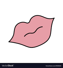 pink lips in doodle style cartoon kiss