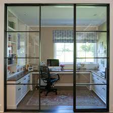 Glass Enclosed Home Office With Built