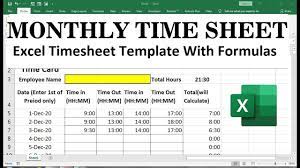 simple monthly timesheet template you