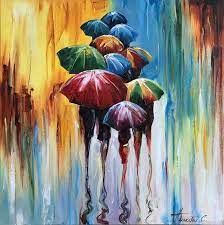 Abstract Umbrella Painting Modern Rainy