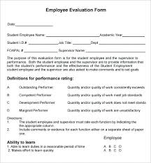 Restaurant Employee Evaluation Template Form Free