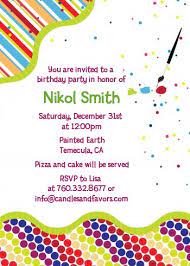 paint party birthday party invitations