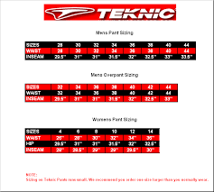 Teknic Size Chart 2019