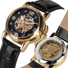 Fashion Stainless Steel Skeleton Classic Hollow Design Automatic Self Winding Mechanical Watches Golden Gear Luminous Hands For Women Watch Watches