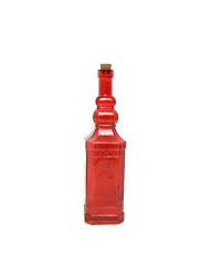 Vintage Red Glass Bottle With Stopper