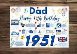 , what gift can i buy for him: Dad Happy 70th Birthday Card Father 1951 Memories Year Of Birth Facts Greetings Ebay