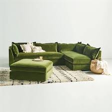 green velvet fabric l shape sofa