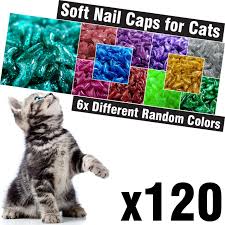 120 Pcs Glitter Soft Cat Claw Caps For Cats Nail Claws 6x Different Random Colors 6x Adhesive Glue 6x Applicator Pet Cap Tips Cover Paws Grooming